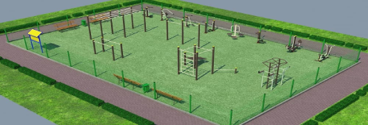 Проект спортивной воркаут площадки с уличными тренажерами в Мелитополе