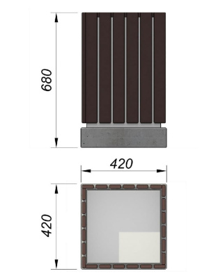 Урна деревянная квадратная с бетонным основанием МАФ 1633 в Мелитополе