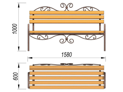 Лавочка кованная МАФ 1606 в Мелитополе