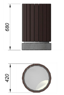 Урна деревянная круглая с бетонным основанием МАФ 1632 в Мелитополе