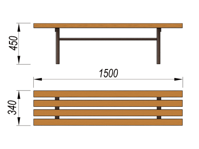 Лавочка без спинки МАФ 1601 в Мелитополе