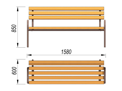Парковая лавочка со спинкой МАФ 1605 в Мелитополе